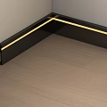 Modern Corner LED Strip Light With Black Frame And Wooden Floor Interior