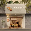 24K Cake Dessert Shop Storefront With Green Plants And Love Cake Signage