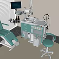 Professional Dental Medical Equipment with Green Chair Monitor Stool and Cabinet Drawers