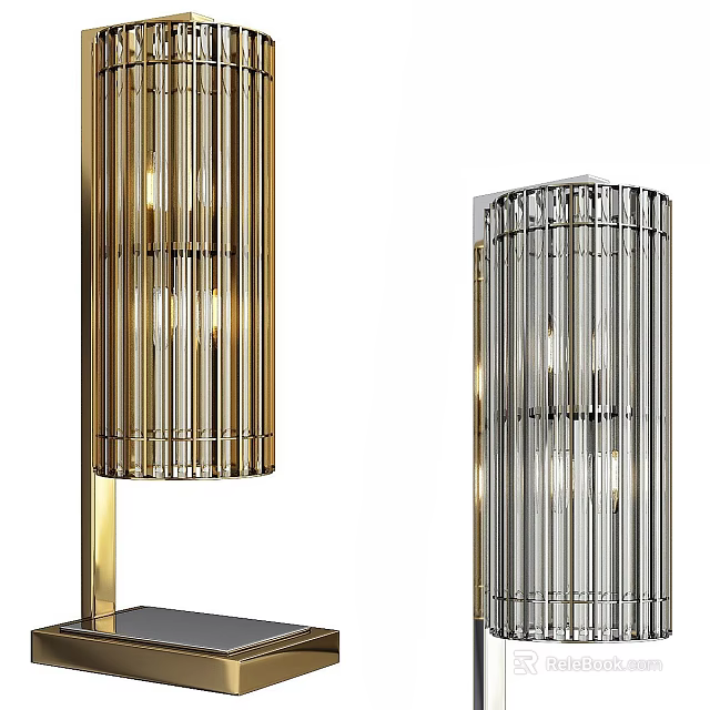 Modern Gold and Silver Table Lamps with Striped Design for Contemporary Home Decor 3d model 