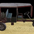 Vintage Red Tricycle With Passenger Seat And Black Wheels On Dirt Road
