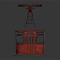 Red Vintage Cable Car Model With Metal Support Structure And Glass Windows