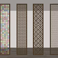 New Chinese style lattice partition 3d model