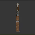 Vintage Wooden Lamp Post With Metal Rings And Hanging Lantern