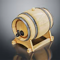 Traditional Wooden Barrel With Metal Hoops Tap And Wooden Stand Base