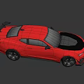 Red Sports Car With Black Hood And Aggressive Front Grille Design