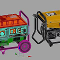 Industrial Portable Generators with Orange Yellow Body and CAT RYOBI Logos