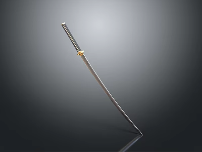Traditional Samurai Sword With Sharp Metal Blade And Ornate Handle On Dark Background 3d model