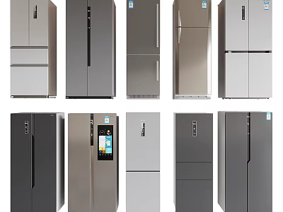 Modern Refrigerators Freezers With Multiple Styles And Sleek Designs For Home Kitchen Use 3d model