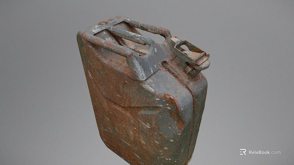 Rusted Industrial Metal Drum With Metal Handles And Sealed Lid For Heavy Duty Storage 3d model 