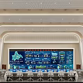 Modern Fire Emergency Monitoring Room Interior With Command Desks And Emblem