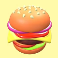 Delicious Hamburger With Sesame Seed Bun Onion Rings Tomato Slices Cheese And Lettuce
