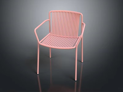 Modern Minimalist Pink Leisure Chair With Armrests And Metal Frame Design 3d model