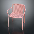 Modern Minimalist Pink Leisure Chair With Armrests And Metal Frame Design