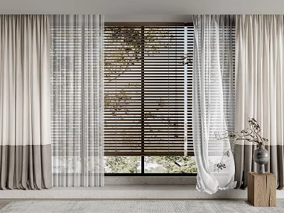 Elegant Modern Curtains With Light Filtering Fabric For Stylish Window Treatment In Living Space 3d model