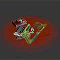 Two Handguns Displayed With Ammunition Boxes And Bullets On Red Circular Surface
