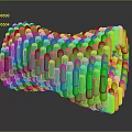 Colorful Twisted Small Cube Structure With Rainbow Gradient Shiny Surface and Black Background Reflection