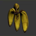 Bunch Of Ripe Yellow Bananas With Brown Spots On Black Reflective Background
