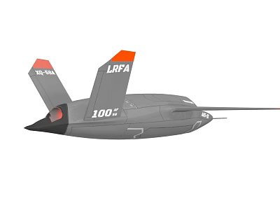 LFA 100Z Fighter Jet With TR-350 Label Gray Streamlined Body Red Tail And Long Wing 3d model