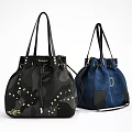 Stylish Desigual Bags With Camouflage Denim Star Studs And Letter D Accents