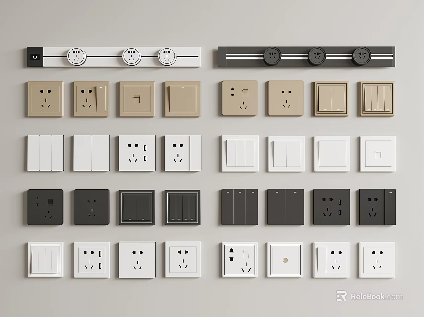 Variety Of Switch Panels In Different Styles 3d model 
