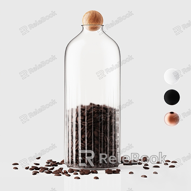 Coffee Bean Sealed Jar Glass Bottle model