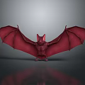 Realistic Red Bat Creature 3D Character With Spread Wings And Gray Background 3d model