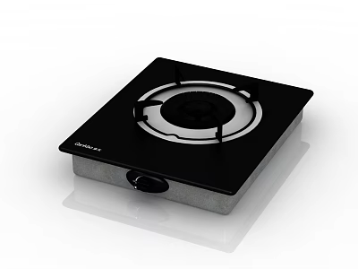 Kitchen Appliance Single Burner Gas Stove Modern Black Glass Top Design For Efficient Home Cooking 3d model