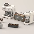 Modern White Kitchen Coffee Machines With Beans Tray And Utensil Holder