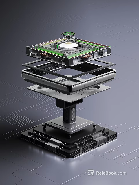 Exploded Mechanical Structure With Circuit Board Metal Frames And Layered Components 3d model 