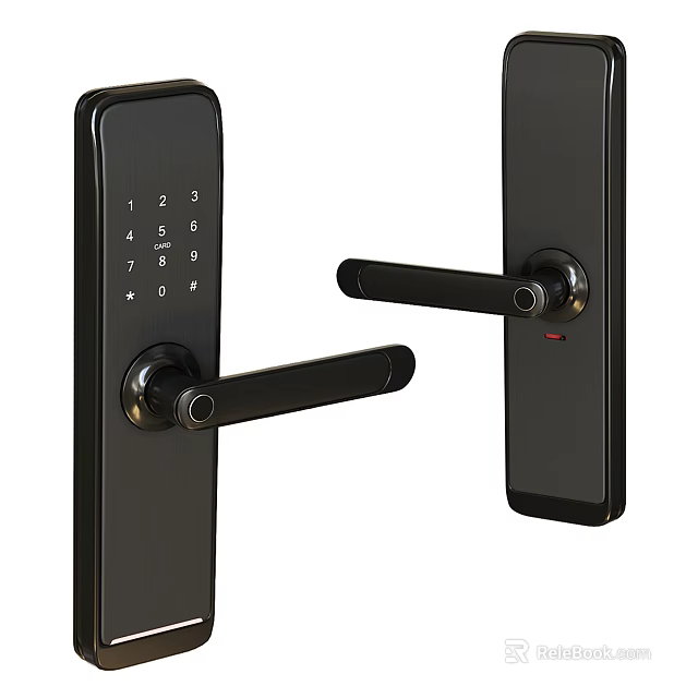 Smart Door Lock With Numeric Keypad And Black Handle Design 3d model 