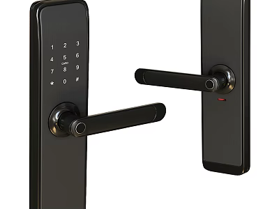 Smart Door Lock With Numeric Keypad And Black Handle Design 3d model