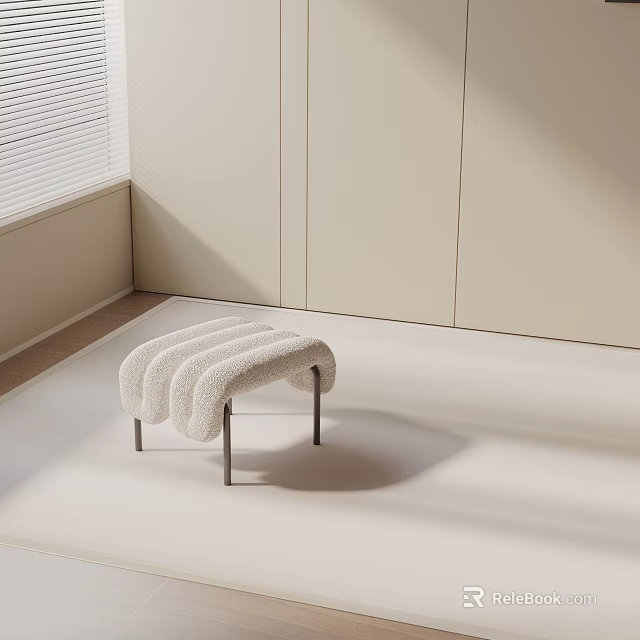 White Modern Side Table With Wavy Surface And Metal Legs In Light Colored Room 3d model 