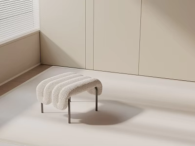 White Modern Side Table With Wavy Surface And Metal Legs In Light Colored Room 3d model
