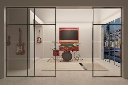 Modern Drum Frame Chamber Minimalist sliding door 3d model