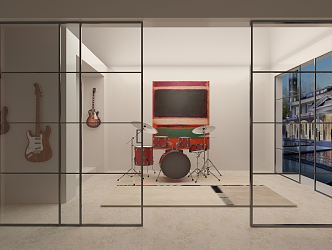 Modern Drum Frame Chamber Minimalist sliding door 3d model