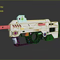 Futuristic White Gun With Mechanical Barrel Grip And Sci Fi Design Details