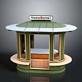 MetaRetail Round Retail Kiosk Design With Green Roof Wooden Frame And Counter
