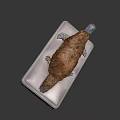 Game Movie Character With Fried Fish Like Look And Brown Crispy Surface On White Tray