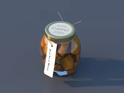 Pickled Vegetables In A Glass Jar With White Label And Fresh Ingredients 3d model
