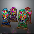 Colorful Casino Roulette Gaming Machines With Bright Wheels And Control Panels
