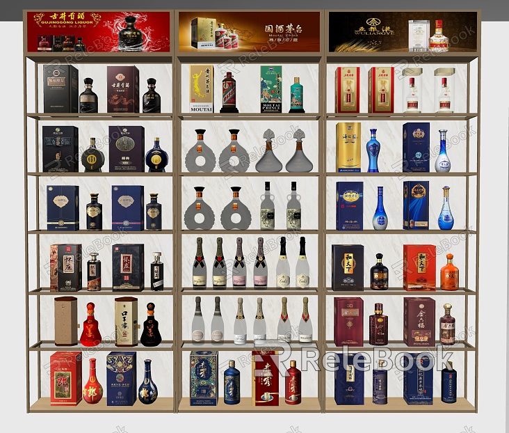 Modern Wine Wine Box Foreign Wine High-grade Wine Maotai Wuliangye White Wine Red Wine model