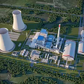 Modern Industrial Plant With Cooling Towers Chimney Buildings And Surrounding Greenery