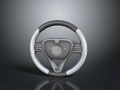 Ergonomic Car Steering Wheel With Leather Grip And Silver Decorative Accents 3d model