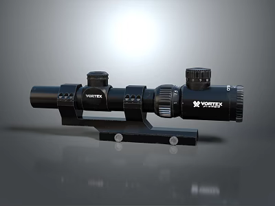 VOMZER Black Tactical Rifle Scope With Adjustable Knobs And Mounting Bracket 3d model