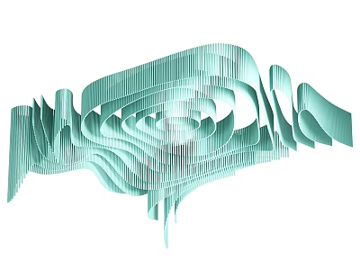 Light Green Wavy Layered Modern Artistic Ceiling Design With Curved Lines And Textured Details 3d model