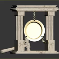Traditional Gong Musical Instrument with Marble Stand and Wooden Mallet