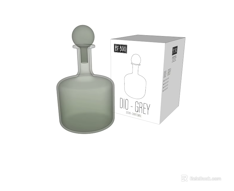 Minimalist Grey Glass Decorative Ornament Set With Modern Design And Packaging Box 3d model 