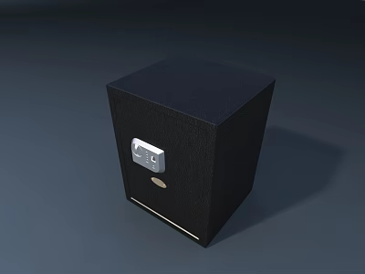 Black Fabric Cube Speaker With Silver Control Panel And Bottom Accent Strip 3d model
