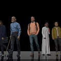 Diverse Group Of People With Different Ages And Outfits Standing Against Black Background
